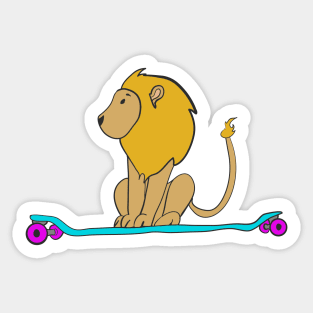 Longboarding Lion Sticker